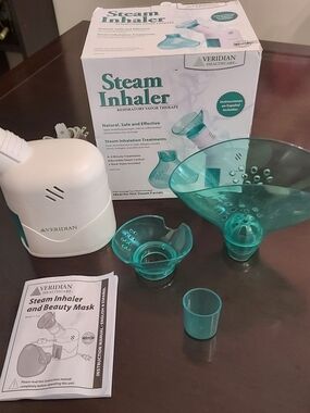 Steam Inhaler Respiratory Vapor Therapy/ Steam Facial  - White and Teal